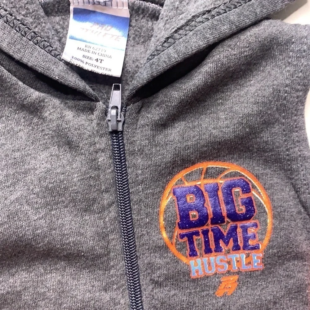 Big time hustle basketball three piece set Sweatpants vest sweatshirt 4t